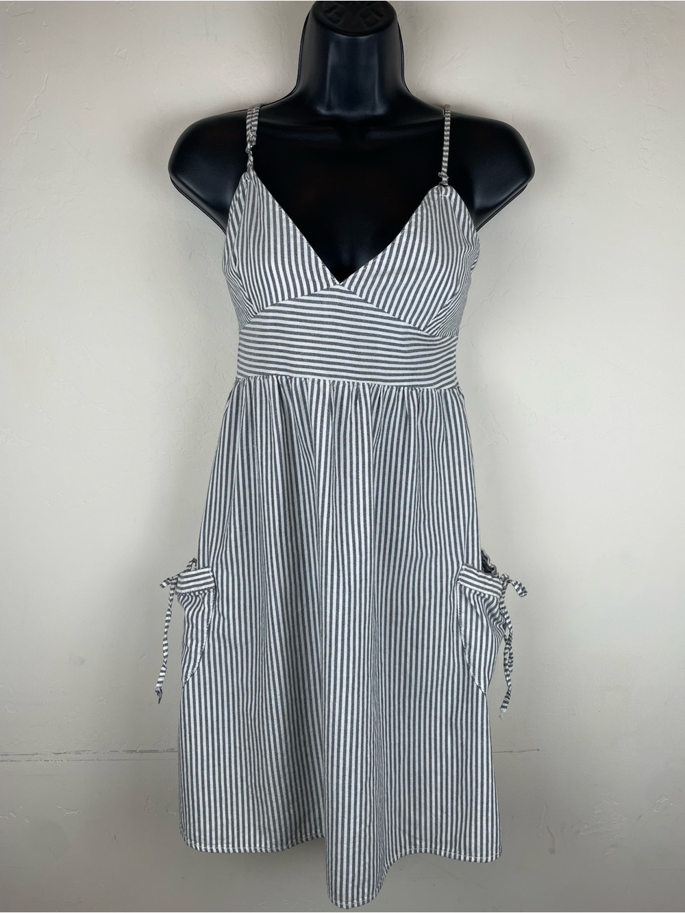 Lost Black and White Striped Midi Sundress